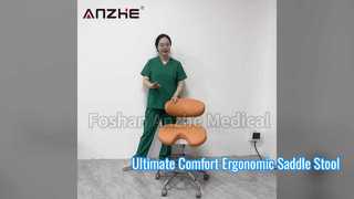 AZ-ST11-1 Ergonomiczny stołek operatora medycznego z siodłem Wideo | Regulowany stołek dentystyczny Skóra z mikrofibry