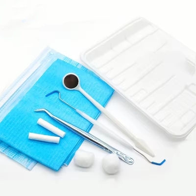 Jednorazowy zestaw instrumentów dentystycznych z lusterkiem/pęsetą/sondą/śliniakiem/tacą, dobry zestaw do badania stomatologicznego w dobrej cenie