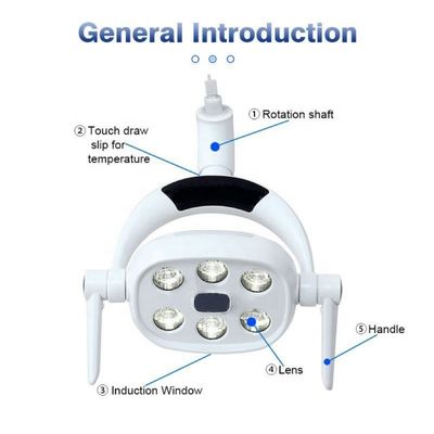 6 LED Dentystyczna lampa indukcyjna do unitu stomatologicznego 9W Regulowana lampa LED do chirurgii jamy ustnej Typ czujnika Bezcieniowa lampa operacyjna