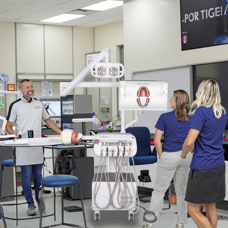 System Symulacji Jamy Ustnej dla Zaawansowanego Szkolenia Dentystycznego w Szkole Wyższej z Kompresorem i Lampą Operacyjną