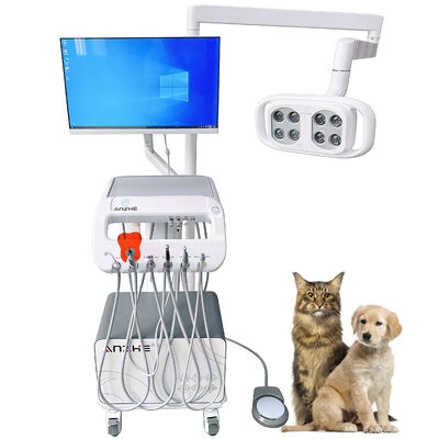 Dobra cena. Bezpośrednio od producenta Weterynaryjny Przenośny Zestaw Stomatologiczny Mobilny Wózek Stomatologiczny z Lampą LED, Kompresorem Powietrza i Systemem Ssącym do Przychodni Weterynaryjnych i Praktyki Stomatologicznej w Internecie