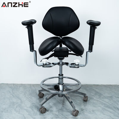 Ergonomiczny fotel dentystyczny typu siodło z dzielonym siedziskiem, z regulacją wysokości, medyczny fotel lekarski z możliwością personalizacji koloru, tapicerka ze skóry mikrofibry PU