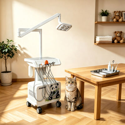 Dobra cena. Przenośny weterynaryjny unit stomatologiczny z lampą stomatologiczną 8 LED, wbudowanym kompresorem powietrza, skalerem, lampą polimeryzacyjną, ssakiem, mobilną stacją roboczą w Internecie