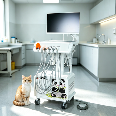 Dobra cena. Wszystkie w jednym mobilny wózek dentystyczny weterynaryjny, wózek do leczenia stomatologicznego małych zwierząt z kamerą HD wewnątrzustną wbudowaną w ssanie dla kliniki weterynaryjnej w Internecie